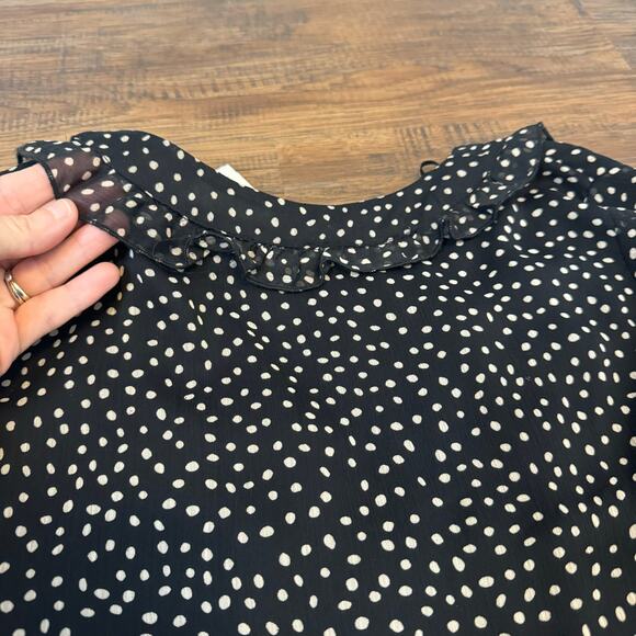 ZARA BLACK RUFFLED POLKA DOT PRINT DRESS WITH BUTTONS SIZE XS - Picture 8 of 15